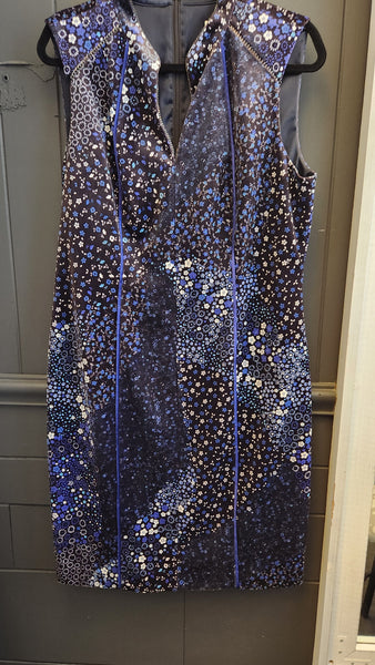 Elie Tahari Arabella Piped Floral Velvet Dress