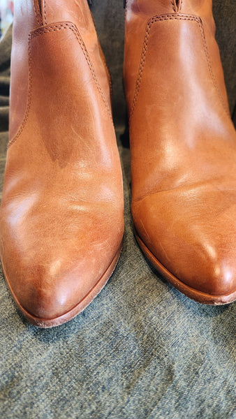 Frye Jennifer Ankle Boots Brown Leather Ankle Bootie