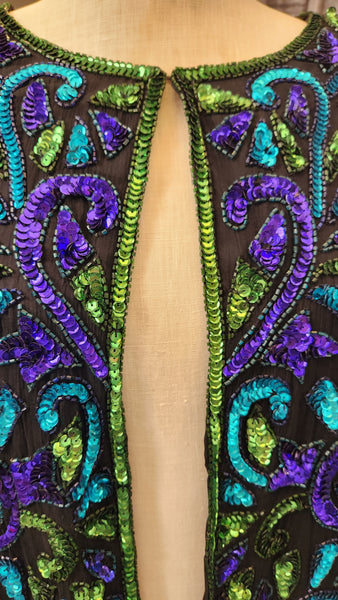 Vintage Velvet Sequin Paisley Embroidered Jacket