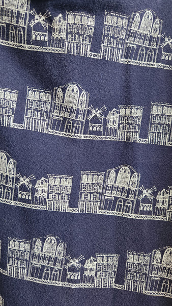 Effie's Heart Navy Skirt with House Drawings