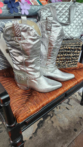 Metallic Silver Western Boots