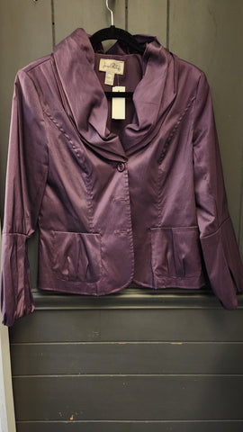 Joseph Ribkoff Double Collared Metallic Sheen Purple Blazer