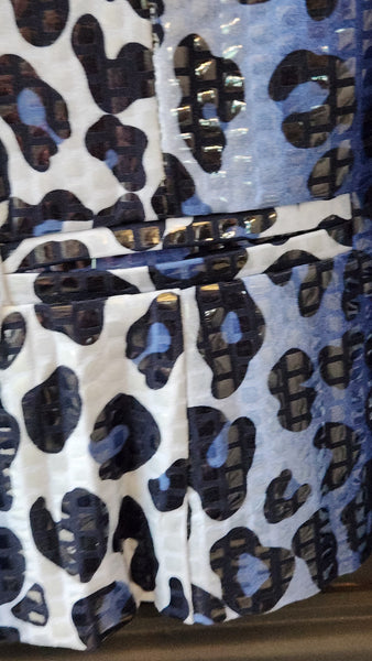 Clara S Blue Sparkle Leopard Print Blazer