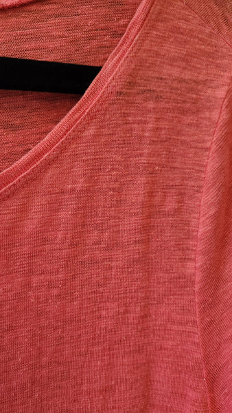 Eileen Fisher Short Sleeved Coral Tee Shirt Linen Blend Dress