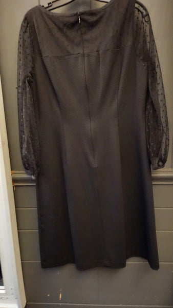 Talbots Sheer Long Sleeve Black Dress