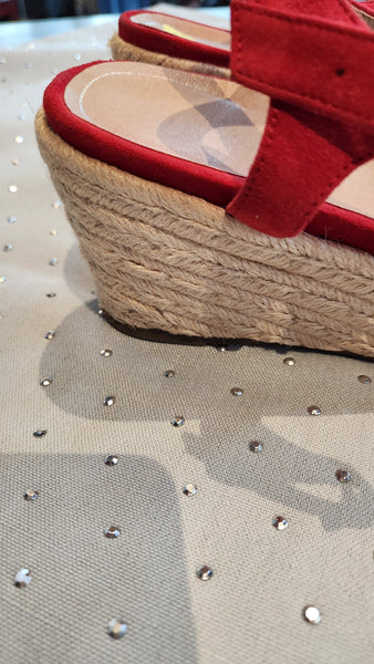 Vionic Red Suede Espadrille Wedge
