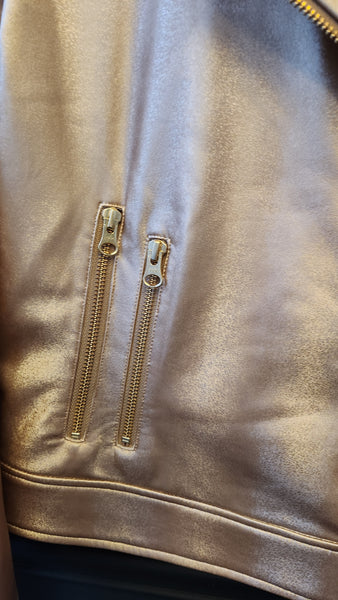 Clara Sun Woo Faux Gold Motorcycle Jacket