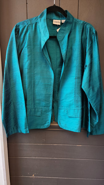 Chicos Raw Silk Blazer