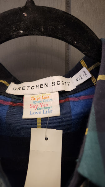 Gretchen Scott Long Sleeve Green Plaid Top