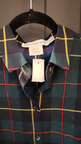 Gretchen Scott Long Sleeve Green Plaid Top