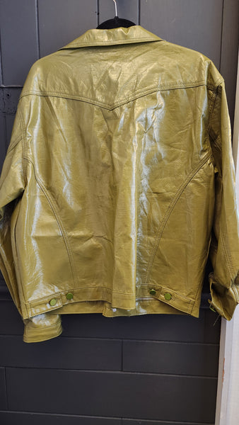 Princess Polly Olive Green Patent  Leather Jacket