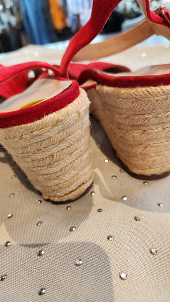 Vionic Red Suede Espadrille Wedge