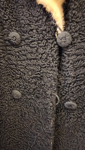 Vintage Kalman Persian Lamb Coat with Mink Collar