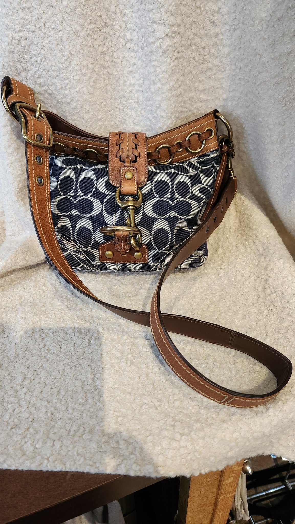 Coach Limited Edition Vachetta Vintage Denim and Brown Leather Purse