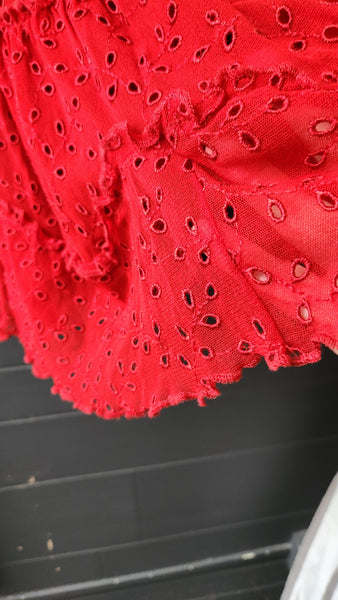 Jean Paul Gaultier Deep Red Eyelet Skirt