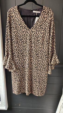 Trina Turk Leopard Print V neck Dress