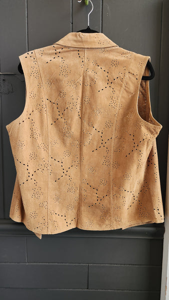 Coldwater Creek Suede Tan Vest with Cut outs