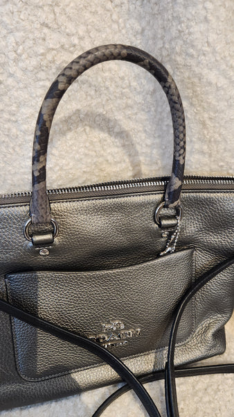 Coach Metallic Gray/ Silver  Leather EMMA Bag