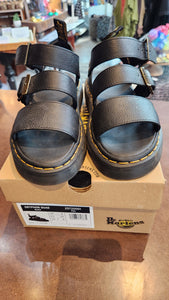 Dr. Marten Black Leather Gryphon Platform Sandal Shoes