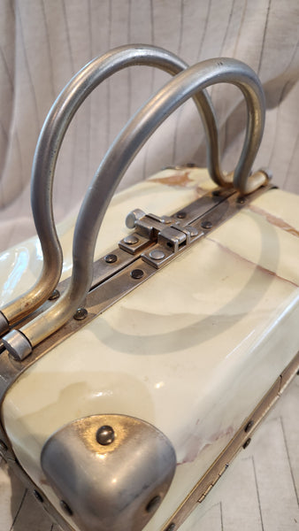 Vintage Lisette  Marble Print Train Case Purse