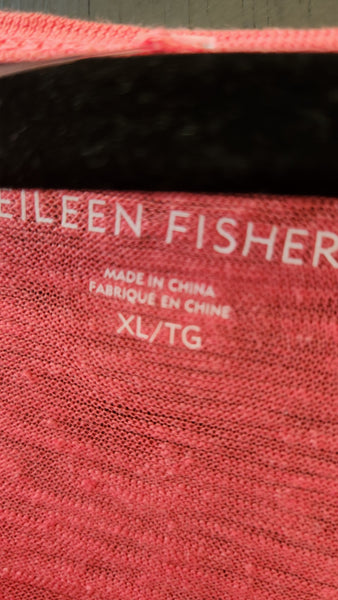 Eileen Fisher Short Sleeved Coral Tee Shirt Linen Blend Dress