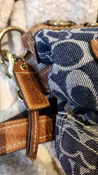 Coach Limited Edition Vachetta Vintage Denim and Brown Leather Purse