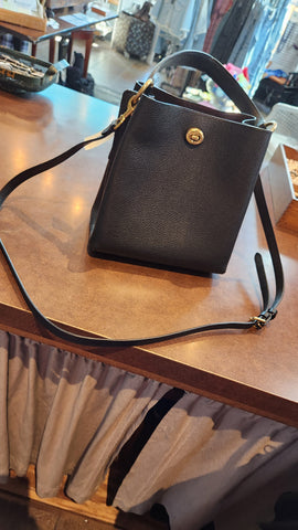 Coach Black Leather Charlie Mini Bucket Bag