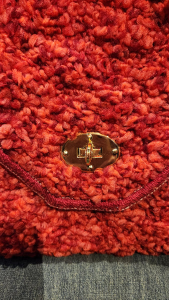 Vintage Carpet Bag Purse with Gold Chain Handle
