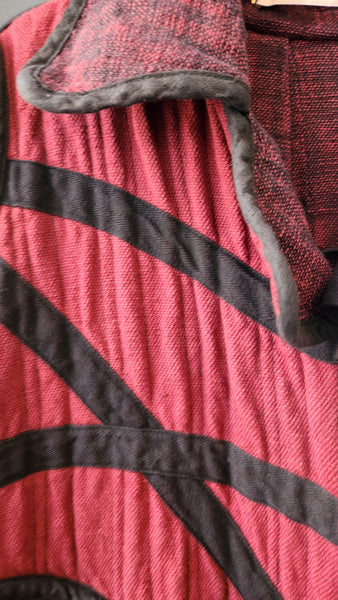 Cynthia Ashby Long Quilted Burgundy Artistic Coat