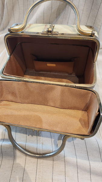 Vintage Lisette  Marble Print Train Case Purse