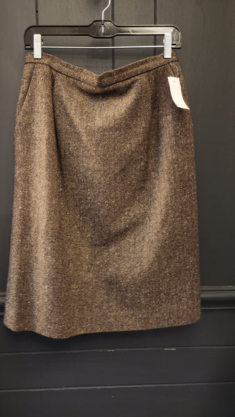 Pendleton Brown Wool Herringbone Skirt