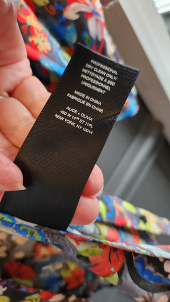 Alice and Olivia Vibrant Multi Color Silk Print Top