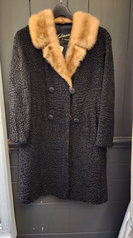 Vintage Kalman Persian Lamb Coat with Mink Collar
