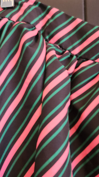 Wicked the Movie Pink Black and Green Striped Bubble Mini Skirt