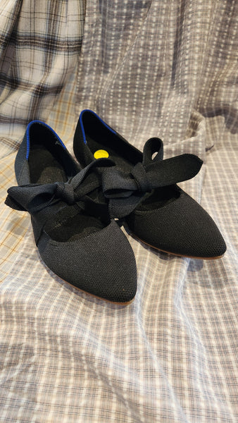 ROTHYS BLACK BOW TIE FLATS