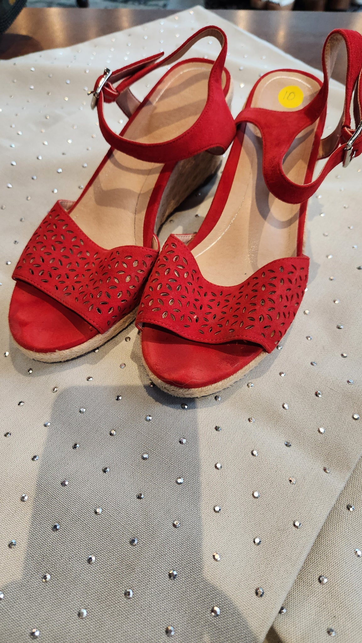 Vionic Red Suede Espadrille Wedge