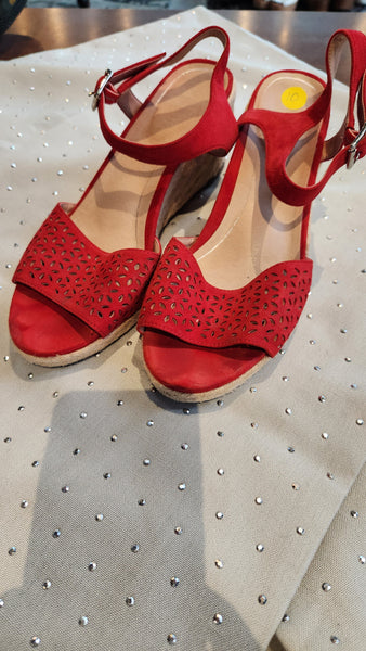 Vionic Red Suede Espadrille Wedge