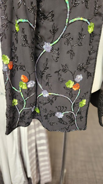 Long Sleeved Tip Top Fashions Black and Floral Jacket