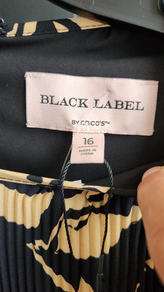 Black Label Chico's Long Sleeved Pleated and Tiered Dress