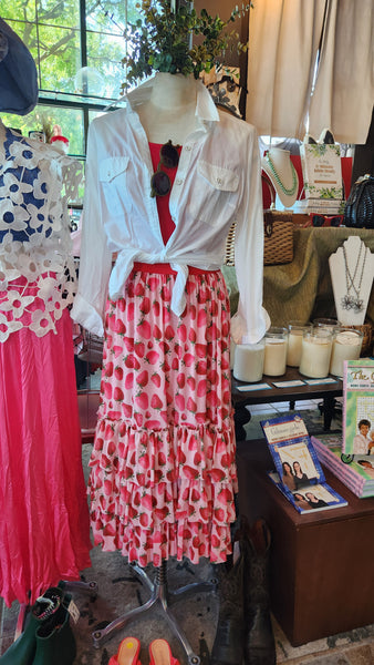 Eva Franco Tatum Skirt Strawberry Fields Midi Skirt