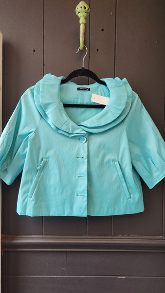 Samuel Dong Double Collar Turquoise Blazer