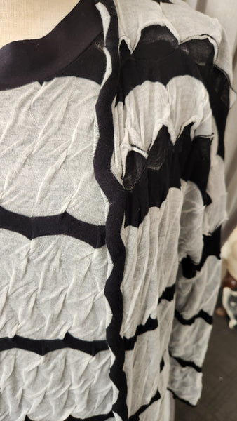 Yeohlee Black and White Crinkle Cardigan