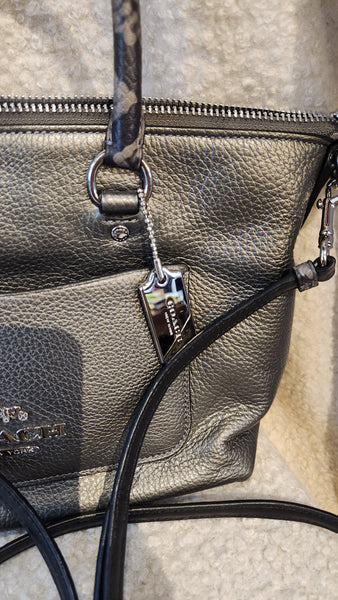 Coach Metallic Gray/ Silver  Leather EMMA Bag