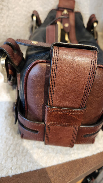 Michael Kors Black And Brown Leather Satchel Purse