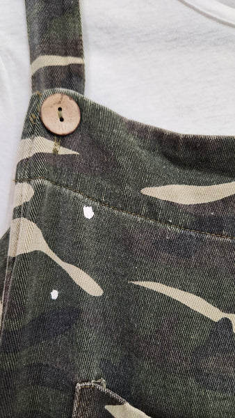 Camo Print Wide Leg Overalls