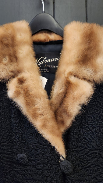 Vintage Kalman Persian Lamb Coat with Mink Collar