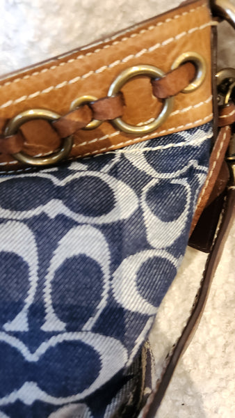 Coach Limited Edition Vachetta Vintage Denim and Brown Leather Purse