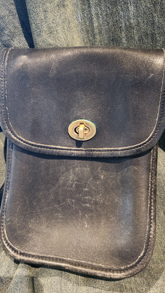 Vintage Coach Black Leather Crossbody