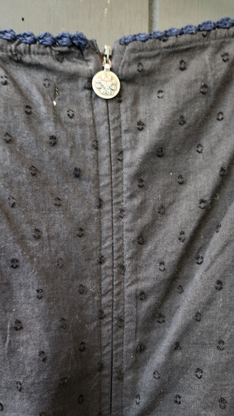 Odd Molly Boho Black Eyelet dress with Smocking and Embroidery