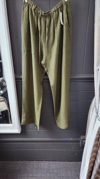 Eskandar Olive Green Linen Pants